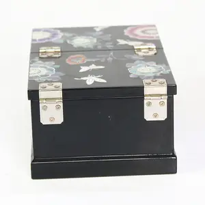 Luxury wooden jewellery box with mother of pearl