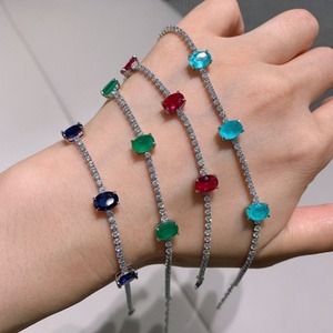 Wholesale Collections Eco-friendly Copper 6*8mm Multicolor Cubic Zirconia <b>Bracelets</b> Women for Daily Wear - Product Image 1