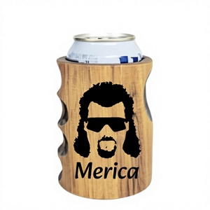 Portabevande in Legno con Design Merica, Portatile e Isolato, Capacità 12oz, per Uso in Feste - Product Image 1