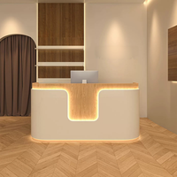 Nouveau design avec peinture haute brillance LED, comptoir de réception, caisse enregistreuse, comptoir pour salon de beauté, salon de coiffure, hôtel, restaurant