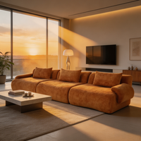 Canapé nuage moderne 3 places, profil bas, canapé lounge moelleux avec accoudoirs arrondis pour salon, appartement, maison, décoration de divertissement