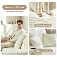 Sofá Cama Seccional Convertible Personalizado con Colchón de Terciopelo a Rayas, Plegable y Reclinable, para Uso en Hoteles