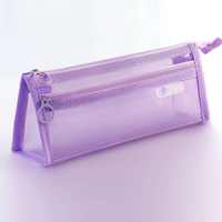 WOLUNSI marque Portable école primaire porte-crayon qualité garantie Transparent Double pont Triangle sac pas cher crayon