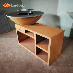 Parrilla de Barbacoa Portátil de Acero Corten para Exteriores, Acabado con Efecto Óxido, Brasero de Carbón para Jardín - Product Image 1