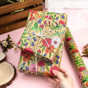Kraft Floral Wrapping <b>Paper</b> <b>Roll</b> 17 Inch X 16.5 Feet Red Flower Pattern Vintage Gift <b>Wrap</b> - Product Image 6