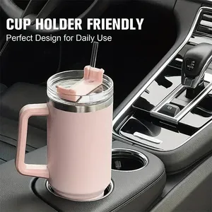 Stainless Steel Tumbler 40 Oz <b>With</b> Handle And <b>Straw</b> Vacuum Insulated Travel Mug Multiple Colors - Product Image 5