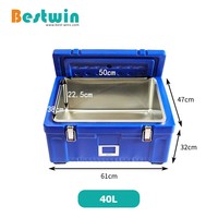 Boîte isotherme pour aliments, 40L/60L, chargement par le haut, en acier inoxydable et plastique, avec réservoir intérieur en PE, isolation thermique