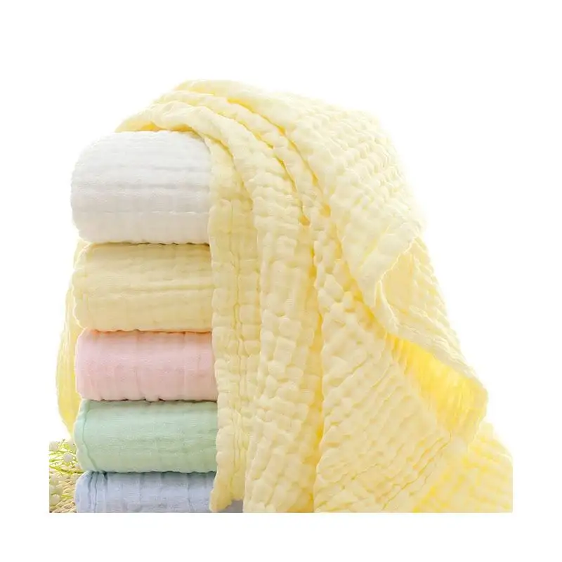 Filo di cotone semplice sei strati di garza per bambini trapunta Seersucker coperta di copertura per neonati di classe un asciugamano da bagno di garza appena nato