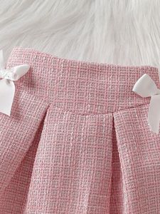 Ensemble de vêtements pour bébé fille de 0 à 2 ans, 2 pièces, <span class=keywords><strong>manteau</strong></span> rose à nœud papillon, jupe à volants - Product Image 2