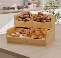 Bamboe 3 Stuks Stapelbare Fruitmand Open Voor Stapelbak Voor Keukenblad Groente En Fruit Organizer Opslagbak