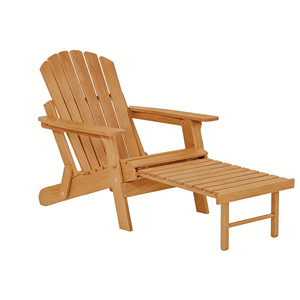 Chaise Adirondack, chaise longue d'extérieur, bois massif, pliable, avec repose-pieds, pour jardin, plage - Product Image 5