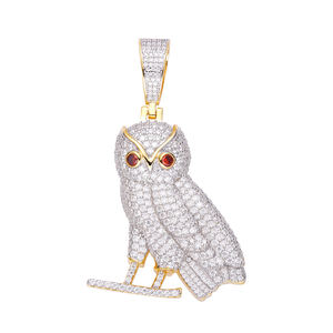 Liontin Burung Hantu Hip Hop Personal 14k 18k Berlapis Emas Perak dengan Zirkonia Kubik Warna-warni dan Tembaga - Product Image 6