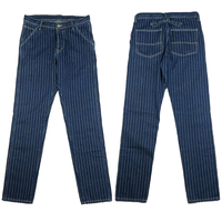 Nouveau Offre Spéciale imprimé rayé hommes jean pantalon bouton braguette boucle dos Vintage Style Denim jean échantillon Service Slim Fit jean