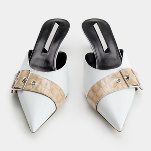 DB hecho a mano nuevo diseñador de tacón alto Muller zapatos para mujeres famoso antideslizante Evergreen puntiagudo transpirable primavera - Product Image 1