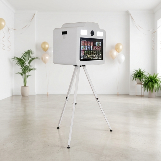 Selfie Tripod Photobooth Box DSLR Photo Booth Machine with 21.5" Touch Screen Kiosk for Party Events with Flash Light Umbrella