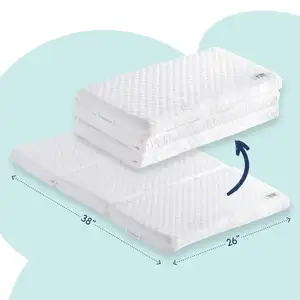 Tri-fold Pack n Play Mattress Baby mattress with Firm (for Babies) & Soft (Toddlers) Sides crib mattress baby