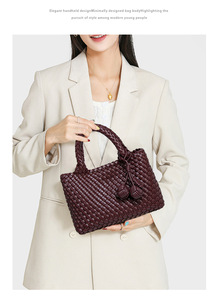 Petit sac à bandoulière carré tissé à la main pour <span class=keywords><strong>femmes</strong></span> pour le printemps été sac à main à une épaule fourre-tout ouvert Logo personnalisé - Product Image 4