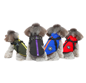 Veste gilet pour chien avec fermeture éclair complète et fixation en laisse-Design isolé pour l'hiver - Product Image 1
