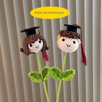 Hadiah Musim Wisuda Buket Rajutan Tangan, Boneka Hewan Topi Doktor Bunga Rajut untuk Anak Laki-laki Perempuan Hadiah Wisuda
