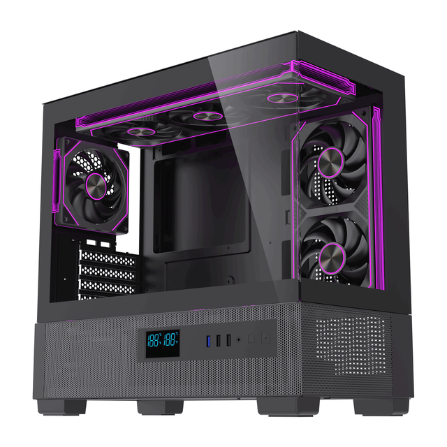 Lovingcool 2027 New Design Gaming Computer Case Full Tower Tempered Glass Gamer PC Case ATX PC Chassis with Temperature Display