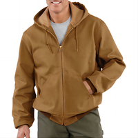 Service OEM d'usine, veste à capuche de style universitaire pour homme, personnalisée, 100% coton, en toile de canard tissée épaisse et cirée, respirante et isolante, à col montant