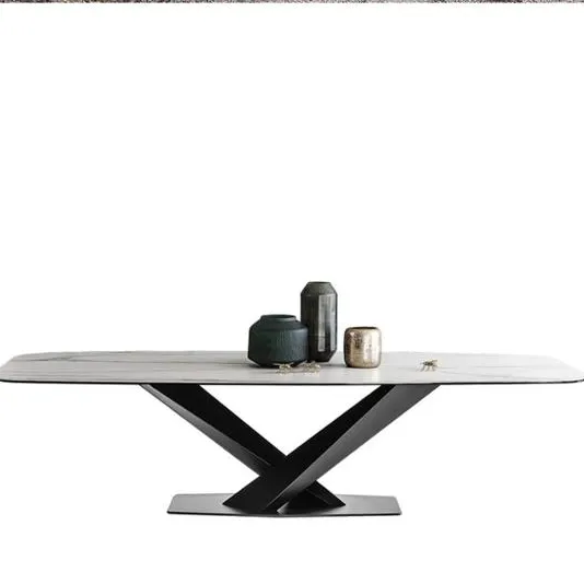 2019 роскошный дом мебели мраморной столешницей с закругленной вершиной для античный обеденный стол