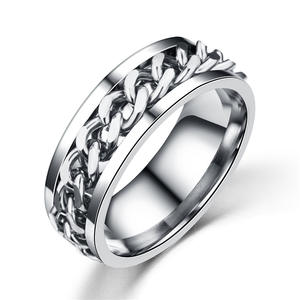 Nieuwe Stijl Roestvrij Staal Roterende Goud Zilver Cubaanse Link Chain Spinner <span class=keywords><strong>Ring</strong></span> - Product Image 3