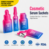 Sachet cosmétique personnalisé de 3 ml et 5 ml, sachet de sérum découpé sur mesure, pochette pour ampoule, approuvé par la TSA pour les marques DTC aux États-Unis, sac d'essai