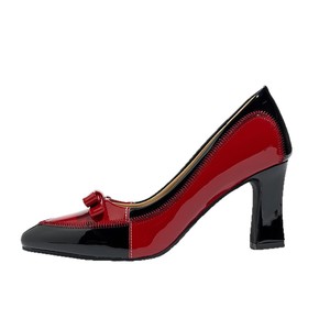 Zapatos de Mujer con Tacón Cuadrado de 7 cm, Punta Puntiaguda, Diseño de Lazo y Patchwork, Cómodos y Elegantes para Banquetes, Moda Primavera-Verano - Product Image 5