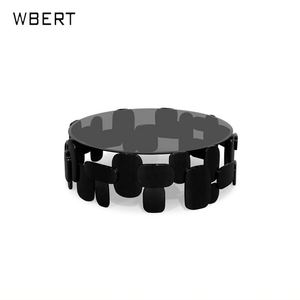 WBERT Light Table basse ronde en verre trempé de luxe simple Home Living Room Hotel Lobby Designer Creative Black Coffee Table - Product Image 1