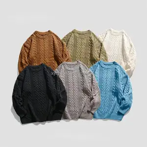 Neuer Cable Sweater Bottom ing Casual Crew Sweater Herbst und Winter Herren Langarm gestrickter gewebter Standard-Rundhals ausschnitt