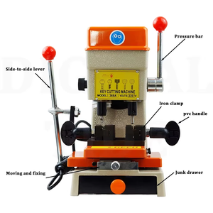 Machine <span class=keywords><strong>à</strong></span> découper les clés électroniques verticale 368A <span class=keywords><strong>Orange</strong></span>/Gris/Noir, kit d'outils de <span class=keywords><strong>serrurier</strong></span> pour la fabrication de diverses clés concaves - Product Image 2