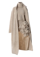 Ensemble trois pièces OUDINA : jupe plissée brodée, cardigan long en maille ample et pull pour femme – Tenue élégante