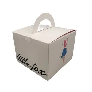 Benutzer definiertes Logo Quadratische Form Weißer Karton Papier Food Box Hochwertige Doppelseiten-Druck-Kuchen box