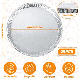 Barquettes jetables en aluminium de 12 pouces, résistantes au four et au micro-ondes, qualité alimentaire, 200 ml, pour fêtes, emballage de pizzas - Product Image 2