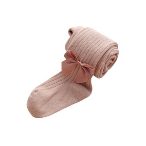 Collants respirants en coton imprimé pour enfants, leggings brodés à nœud vertical pour bébés filles, chaussettes une pièce printemps-automne - Product Image 5