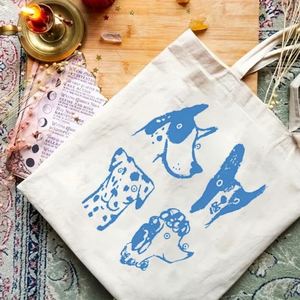 Custom Logo <b>Blue</b> Cartoon Dog Print Canvas Fashion <b>Tote</b> <b>Bag</b> Cute Puppy Women Casual Daily Shoulder Handbag Beach Gift - Product Image 4