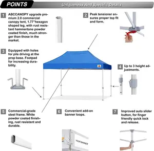 Kanopi Kosong 10 'X 15' Kanopi Standar Tahan Air Kanopi Luar Ruangan Tenda Polos Dapat Disesuaikan dengan Tas Portabel