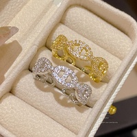 Cincin Hidung Babi Berlapis Emas Asli dengan Hiasan Berlian Modis, Desain Terbuka Serbaguna, Gaya Jepang-Korea untuk Wanita.