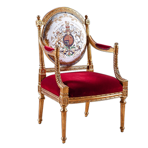 Poltrona Classica di Lusso Personalizzabile in Mogano Fatta a Mano con Vernice a Foglia d'Oro e <span class=keywords><strong>Spugna</strong></span> ad Alta Resilienza <span class=keywords><strong>per</strong></span> Hotel, Sala da Pranzo e Soggiorno - Product Image 3