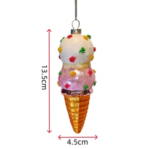 زينة عيد الميلاد على شكل مخروط آيس كريم زجاجي مزدوج متعدد الألوان، هدية وديكور للعطلات، شحن سريع - Product Image 2