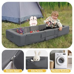Folding Children's Mattress 54x25x7 Inch Portable Travel <b>Bed</b> Storage Rectangular Memory Foam Kids Outdoor Sleeping <b>Pad</b> - Product Image 4