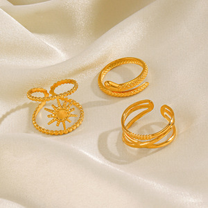 Modische Nicht Verblassende 18K Vergoldete Edelstahl Schlangen-Ringe, Verstellbare Offene Ringe, Unregelmäßige Gedrehte Schlangen-Fingerringe für Damen-Schmuck - Product Image 4