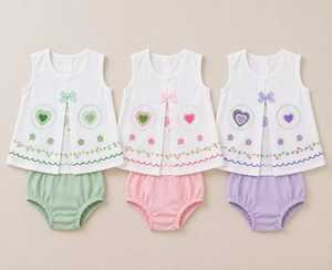 Ensemble de gilets pour bébés filles en coton imprimé mignon, sans manches, col rond, motif floral, respirant, 2 pièces, vêtements de printemps - Product Image 1