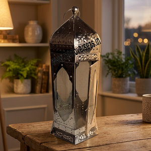 Lanterne à bougie haute en acier inoxydable avec verre transparent, durable et écologique, pour les centres de table de fête de Noël, la décoration de la maison - Product Image 3