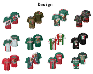Maillot de baseball du World Baseball Classic avec drapeau du Mexique pour les joueurs de baseball, 100% polyester, respirant, séchage rapide, col en V, motif imprimé - Product Image 3