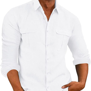 QFZ510-<span class=keywords><strong>Camicia</strong></span> estiva casual da uomo con bottoni e <span class=keywords><strong>maniche</strong></span> <span class=keywords><strong>corte</strong></span>, tinta <span class=keywords><strong>a</strong></span> freddo, personalizzabile all'ingrosso - Product Image 2