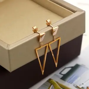 Trapezoid Hanging Hollow Triangle Drop Earrings Conform Female Fashion Stainless Earring Steel Rose Gold Earrings Jewelry