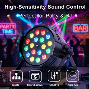 Precio de Fábrica: Luz LED <span class=keywords><strong>Par</strong></span> RGBW de 18x10W, Alta Luminosidad, Efecto Wash, Estroboscópica, Control de Sonido DMX512, CRI90, 7 Canales DMX512, Luces para Fiestas, Bares y DJ - Product Image 3