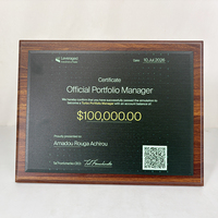 Plaque de certification en bois noir personnalisée avec cristal, plaque en bois massif, MH-FJ0011